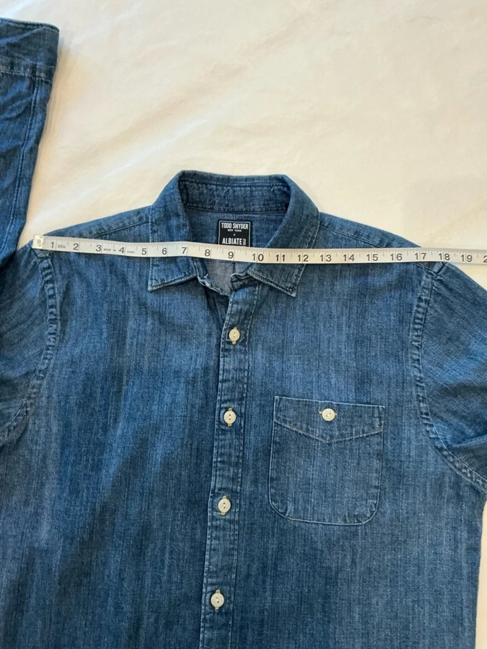 Todd Snyder x Albiate Mens Denim Button-Down Shirt One Chest Pocket M